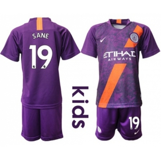 Manchester City #19 Sane Third Kid Soccer Club Jersey