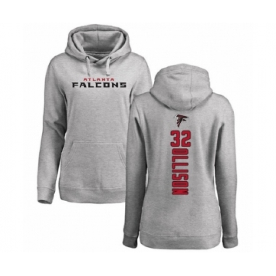 Football Women's Atlanta Falcons #32 Qadree Ollison Ash Backer Pullover Hoodie - Ujersey NHL