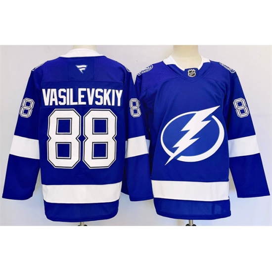 Men's Tampa Bay Lightning #88 Andrei Vasilevskiy 2024-25 Blue Stitched Jersey - Ujersey