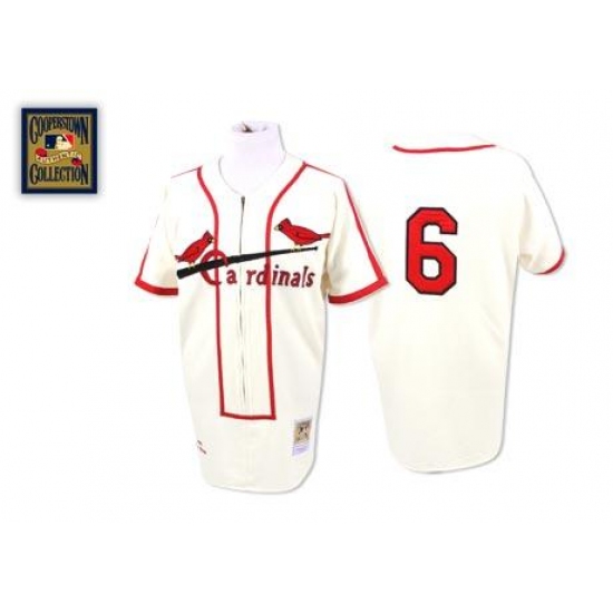 Men's Mitchell and Ness St. Louis Cardinals #6 Stan Musial Authentic Cream Throwback MLB Jersey - Ujersey