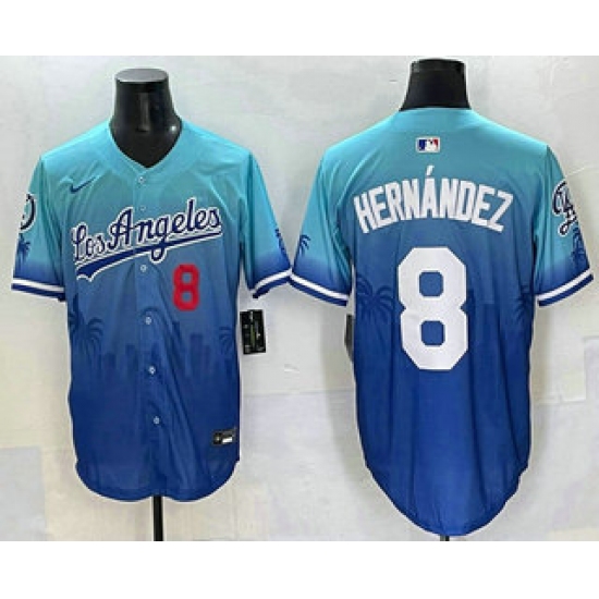 Men's Los Angeles Dodgers #8 Enrique Hernandez Blue 2025 City Connect Limited Stitched Jersey - Ujersey