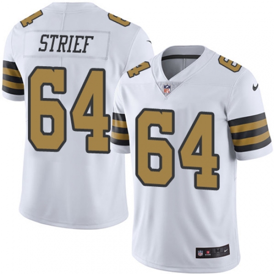 Youth Nike New Orleans Saints #64 Zach Strief Limited White Rush Vapor Untouchable NFL Jersey - Ujersey