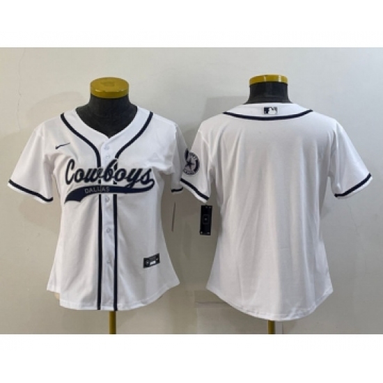 Youth Dallas Cowboys Blank White With Patch Cool Base Stitched Baseball Jersey - Ujersey