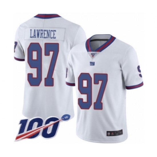 Men's New York Giants #97 Dexter Lawrence Limited White Rush Vapor Untouchable 100th Season Football Jersey - Ujersey