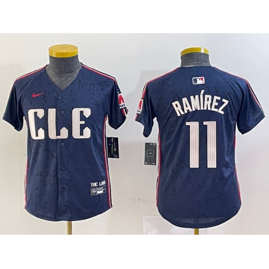 Youth Cleveland Guardians #11 Jose Ramirez Navy 2024 City Connect Limited Stitched Jersey - ujerseystore