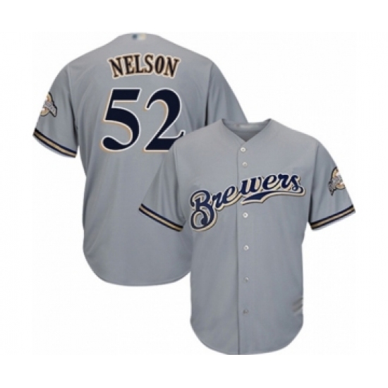 Youth Milwaukee Brewers #52 Jimmy Nelson Authentic Grey Road Cool Base Baseball Player Jersey - Ujersey