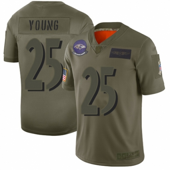 Youth Baltimore Ravens #25 Tavon Young Limited Camo 2019 Salute to Service Football Jersey - Ujersey