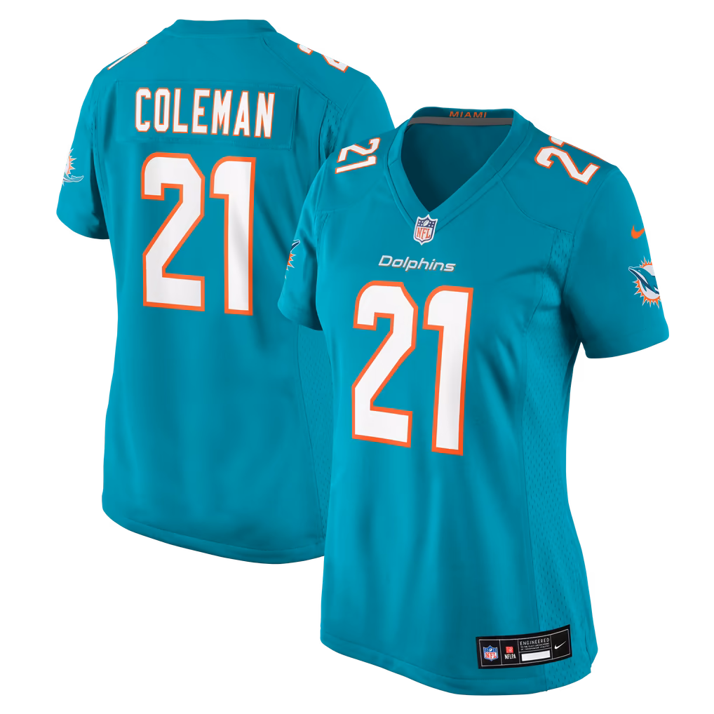 Women's Miami Dolphins Kevin Coleman Nike Aqua Team Game Jersey - ujerseystore