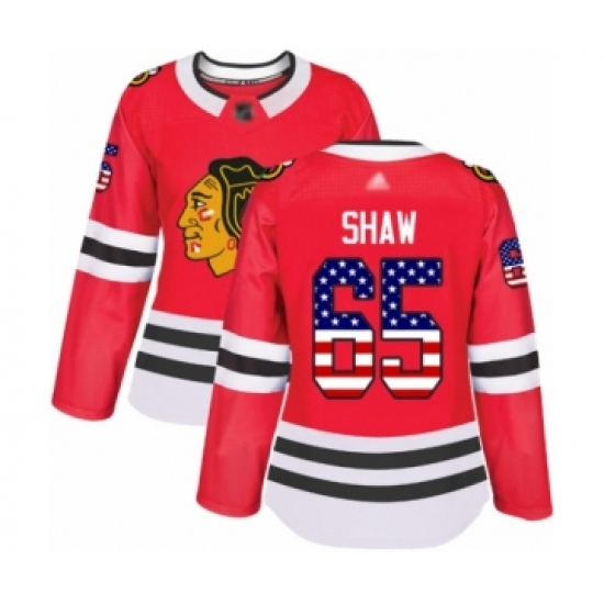 Women's Chicago Blackhawks #65 Andrew Shaw Authentic Red USA Flag Fashion Hockey Jersey