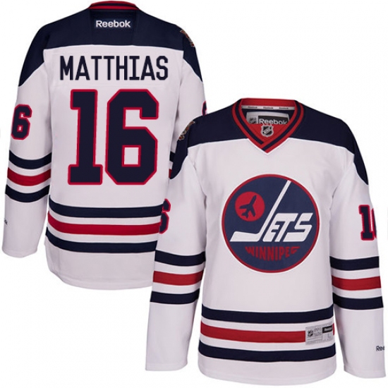 Men's Reebok Winnipeg Jets #16 Shawn Matthias Authentic White 2016 Heritage Classic NHL Jersey - Ujersey