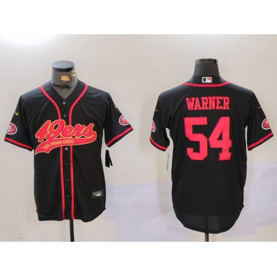 Men's San Francisco 49ers #54 Fred Warner Black With Cool Base Stitched Baseball Jersey - Ujersey