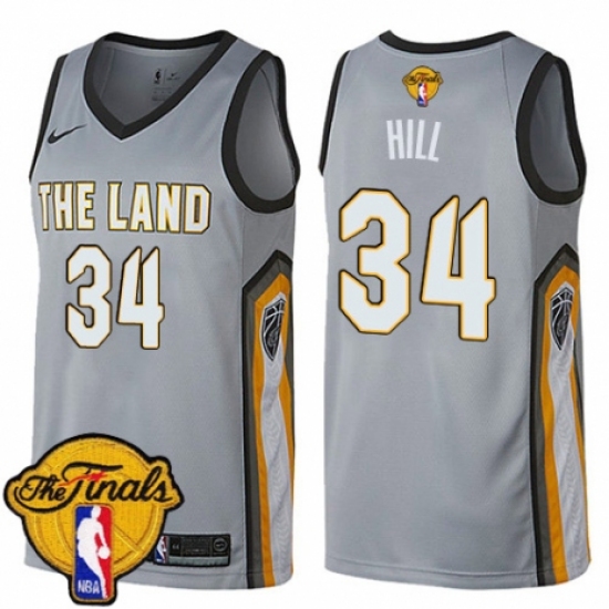 Men's Nike Cleveland Cavaliers #34 Tyrone Hill Swingman Gray 2018 NBA Finals Bound NBA Jersey - City Edition - Ujersey