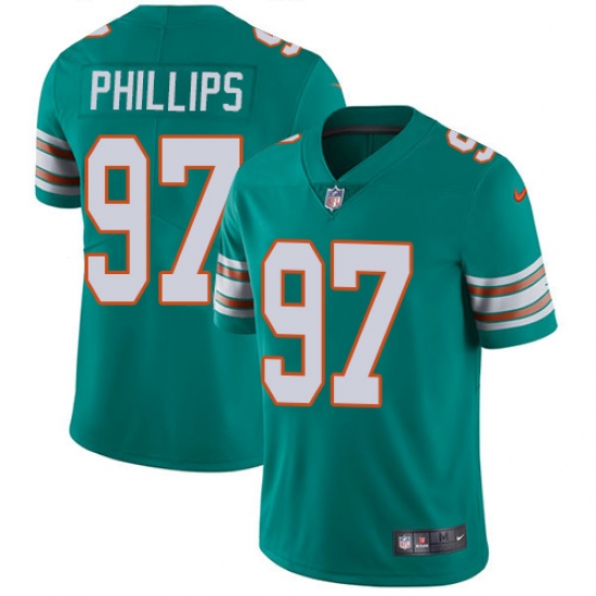 Youth Nike Miami Dolphins #97 Jordan Phillips Elite Aqua Green Alternate NFL Jersey - Ujersey