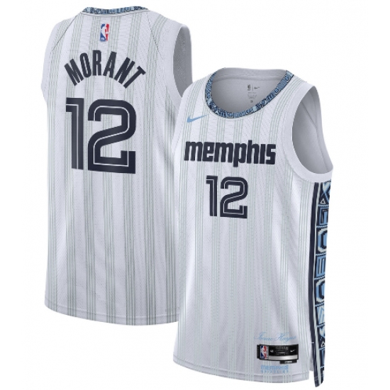 Men's Memphis Grizzlies #12 Ja Morant Gray 2025-26 City Edition Swingman Stitched Jersey - Ujersey
