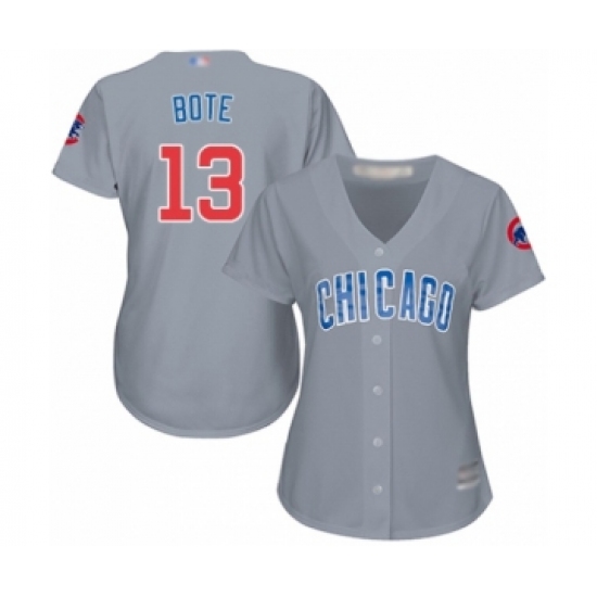 Women's Chicago Cubs #13 David Bote Authentic Grey Road Cool Base Baseball Player Jersey - Ujersey