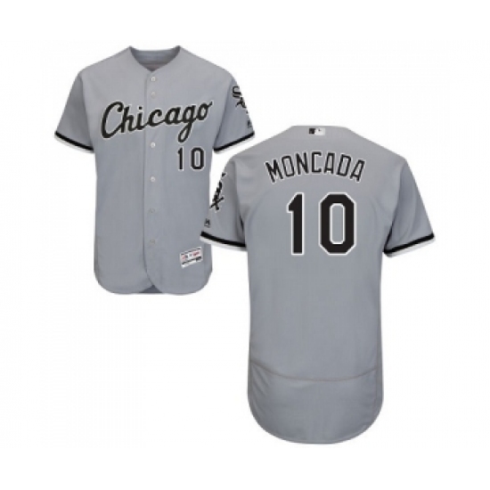 Men's Majestic Chicago White Sox #10 Yoan Moncada Grey Road Flex Base Authentic Collection MLB Jerseys - Ujersey