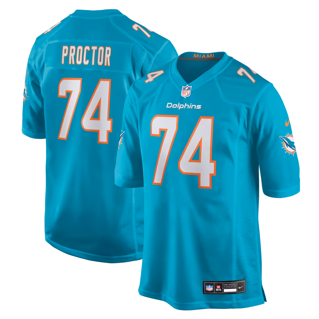 Men's Miami Dolphins Kadyn Proctor Nike Aqua Team Game Jersey - Ujersey