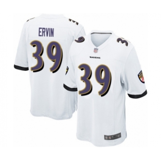 Men's Baltimore Ravens #39 Tyler Ervin Game White Football Jersey - Ujersey