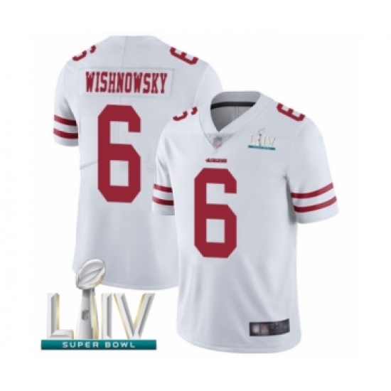 Men's San Francisco 49ers #6 Mitch Wishnowsky White Vapor Untouchable Limited Player Super Bowl LIV Bound Football Jersey - Ujersey