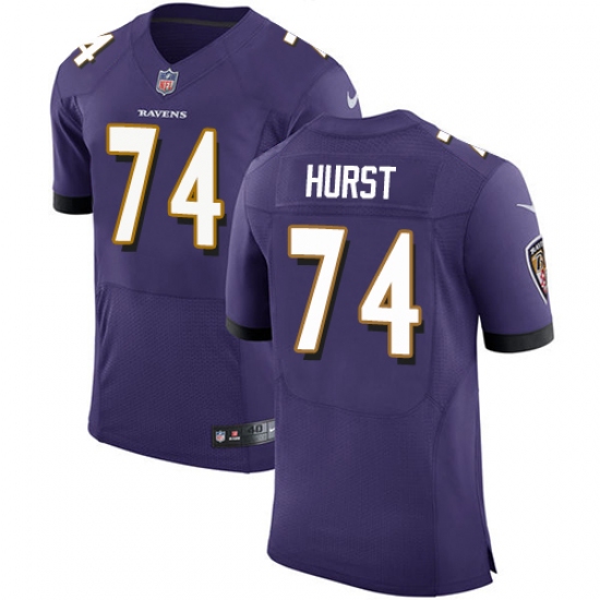 Men's Nike Baltimore Ravens #74 James Hurst Elite Purple Team Color NFL Jersey - Ujersey