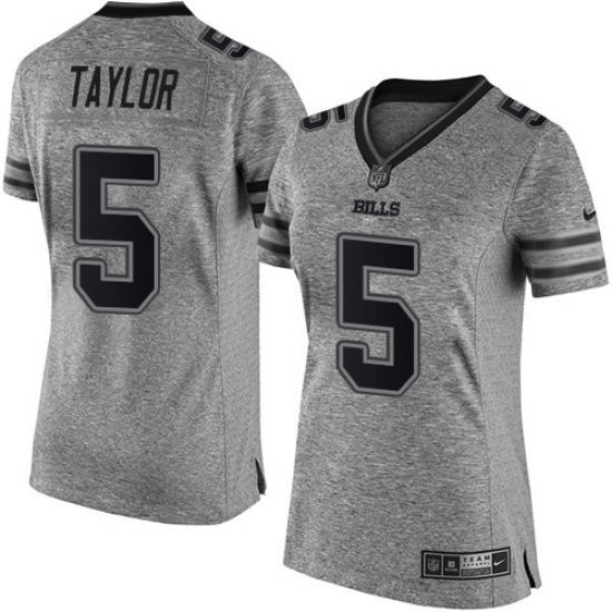 Women's Nike Buffalo Bills #5 Tyrod Taylor Limited Gray Gridiron NFL Jersey - Ujersey
