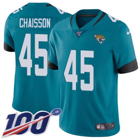 Men's Jacksonville Jaguars #45 K'Lavon Chaisson Teal Green Alternate Stitched NFL 100th Season Vapor Untouchable Limited Jersey - Ujersey