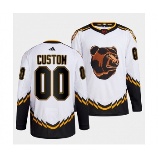 Men's Boston Bruins Custom White 2022 Reverse Retro Stitched Jersey - Ujersey
