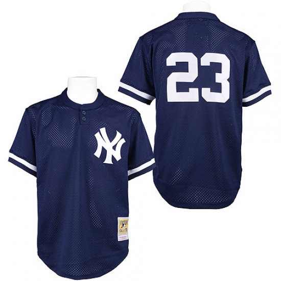 Men's Mitchell and Ness 1995 New York Yankees #23 Don Mattingly Authentic Blue Throwback MLB Jersey - Ujersey