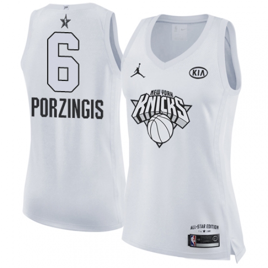 Women's Nike Jordan New York Knicks #6 Kristaps Porzingis Swingman White 2018 All-Star Game NBA Jersey - Ujersey