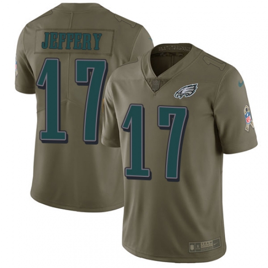 Youth Nike Philadelphia Eagles #17 Alshon Jeffery Limited Olive 2017 Salute to Service NFL Jersey - Ujersey