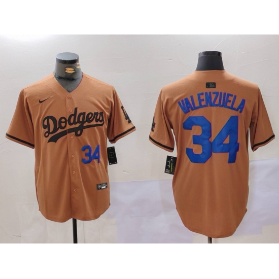 Men's Los Angeles Dodgers #34 Toro Valenzuela Number Olive Cool Base Limited Stitched Jerseys - Ujersey