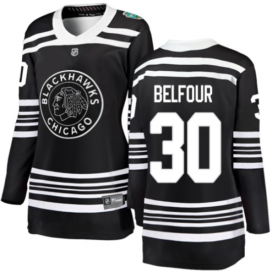 Women's Chicago Blackhawks #30 ED Belfour Black 2019 Winter Classic Fanatics Branded Breakaway NHL Jersey - Ujersey
