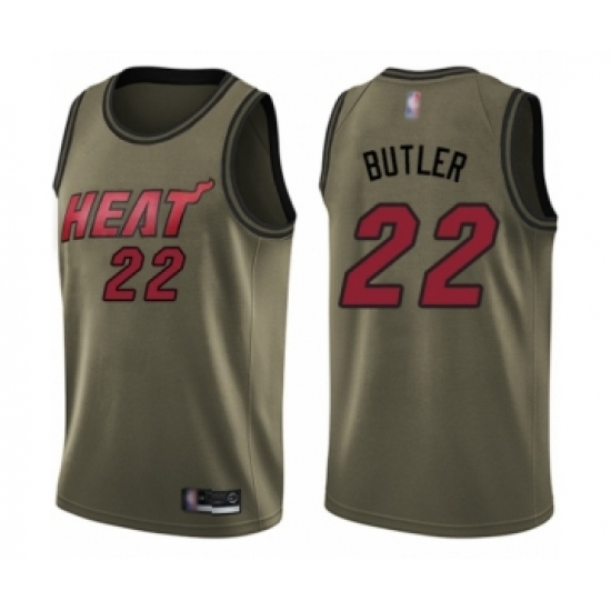 Youth Miami Heat #22 Jimmy Butler Swingman Green Salute to Service Basketball Jersey - Ujersey
