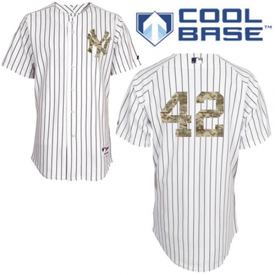 Men's Majestic New York Yankees #42 Mariano Rivera Authentic White USMC Cool Base MLB Jersey - Ujersey