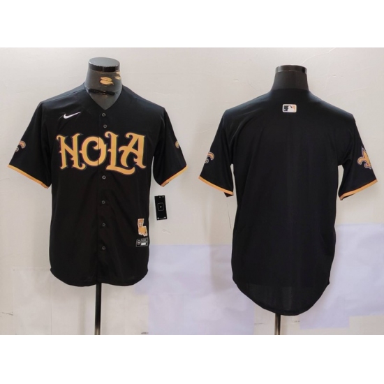 Men's New Orleans Saints Blank Black Cool Base Stitched Baseball Jersey - Ujersey