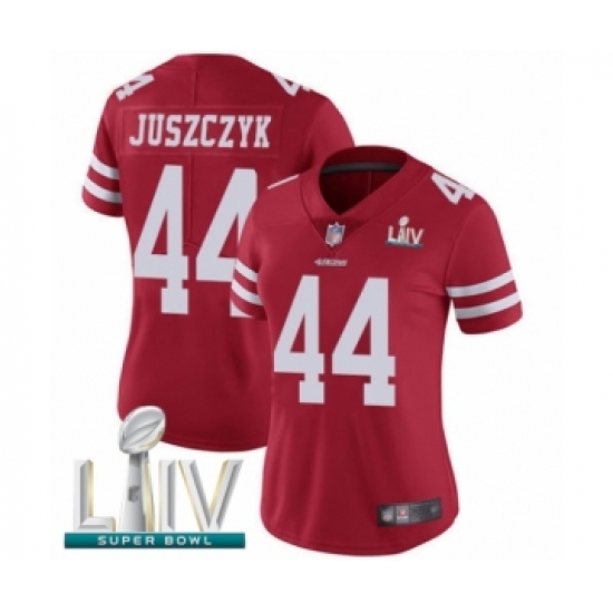 Women's San Francisco 49ers #44 Kyle Juszczyk Red Team Color Vapor Untouchable Limited Player Super Bowl LIV Bound Football Jersey - Ujersey