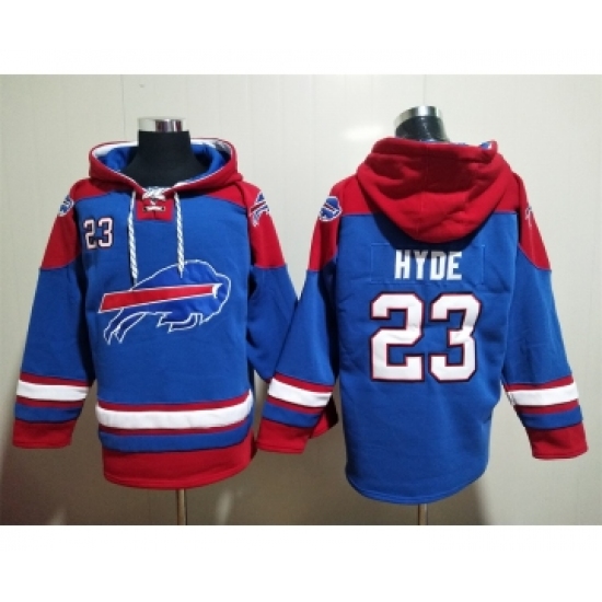 Men's Buffalo Bills #23 Micah Hyde Blue Ageless Must Have Lace Up Pullover Hoodie - Ujersey