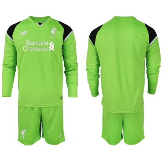 Liverpool Blank Green Goalkeeper Long Sleeves Soccer Club Jersey