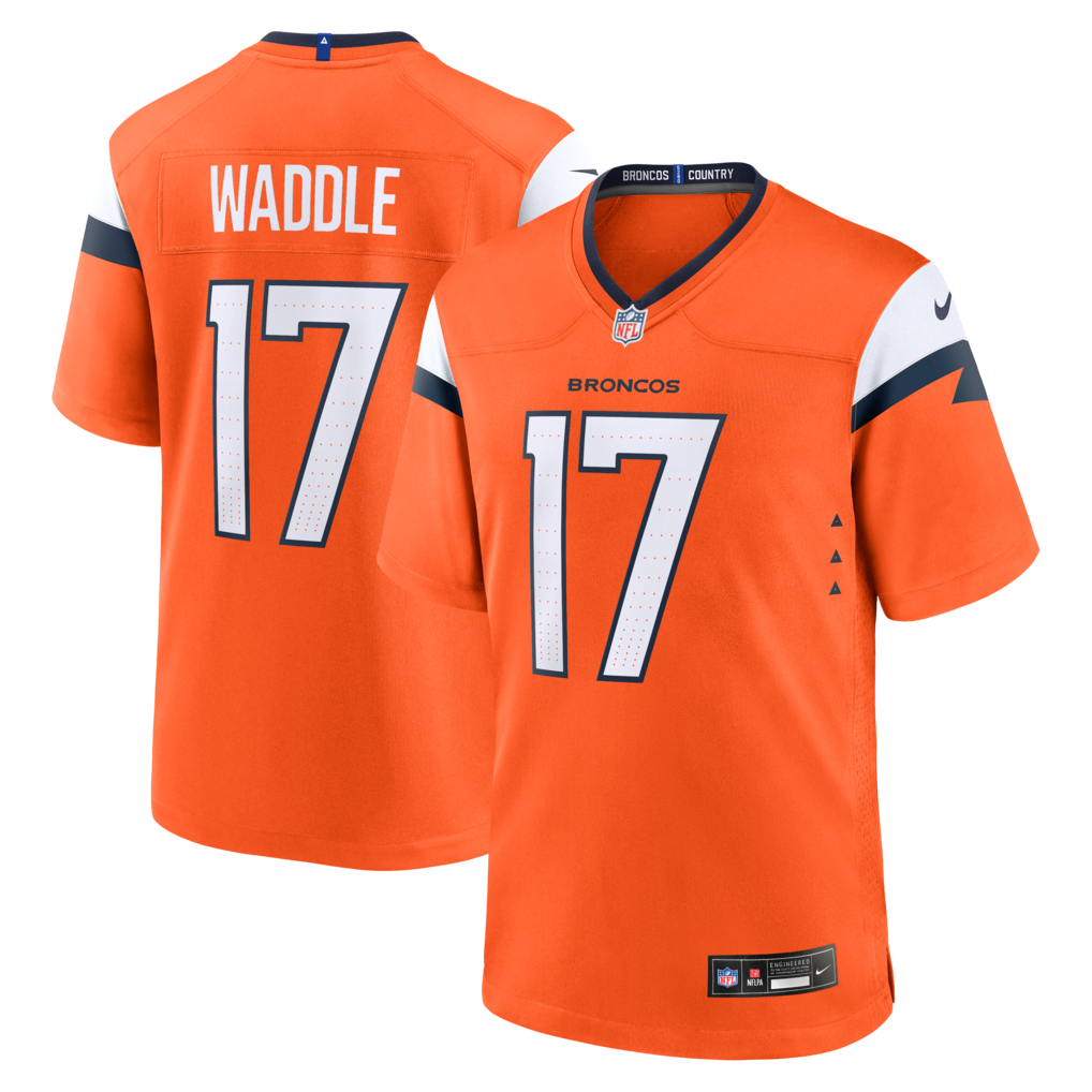 Men's Denver Broncos Jaylen Waddle Nike Orange Game Jersey - ujerseystore