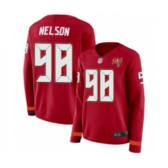 Women's Tampa Bay Buccaneers #98 Anthony Nelson Limited Red Therma Long Sleeve Football Jersey - Ujersey