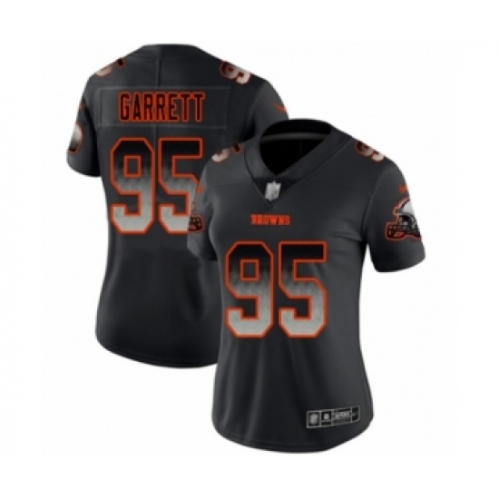 Women's Cleveland Browns #95 Myles Garrett Limited Black Smoke Fashion Football Jersey - Ujersey