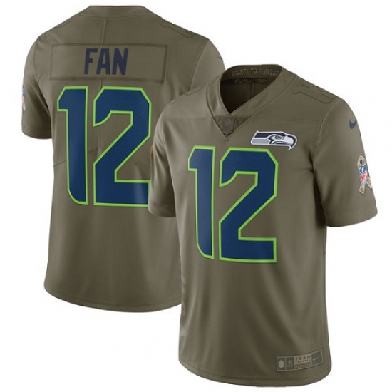 Men's Nike Seattle Seahawks 12th Fan Limited Olive 2017 Salute to Service NFL Jersey - Ujersey