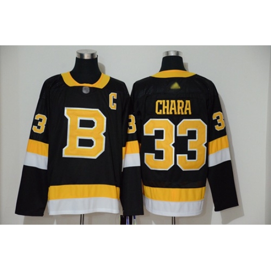 Men's Adidas Boston Bruins #33 Zdeno Chara Black Throwback Authentic Stitched Hockey Jersey - Ujersey