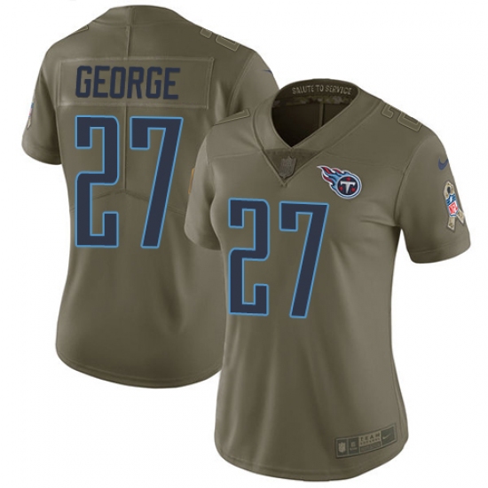 Women's Nike Tennessee Titans #27 Eddie George Limited Olive 2017 Salute to Service NFL Jersey - Ujersey