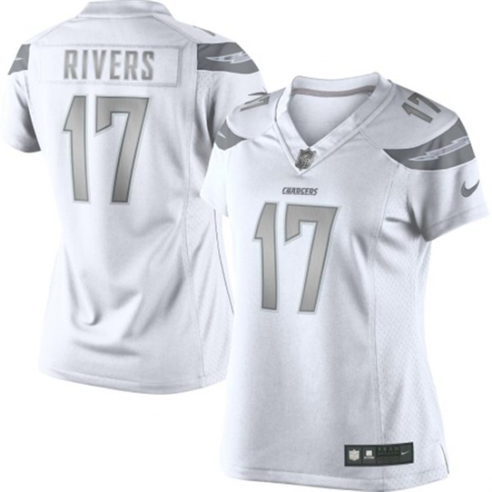 Women's Nike Los Angeles Chargers #17 Philip Rivers Limited White Platinum NFL Jersey - Ujersey