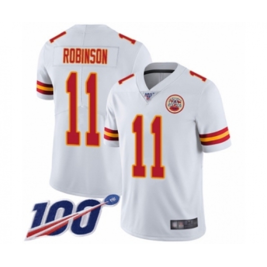 Men's Kansas City Chiefs #11 Demarcus Robinson White Vapor Untouchable Limited Player 100th Season Football Jersey - Ujersey