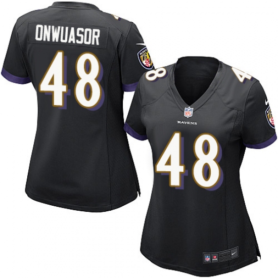 Women's Nike Baltimore Ravens #48 Patrick Onwuasor Game Black Alternate NFL Jersey - Ujersey