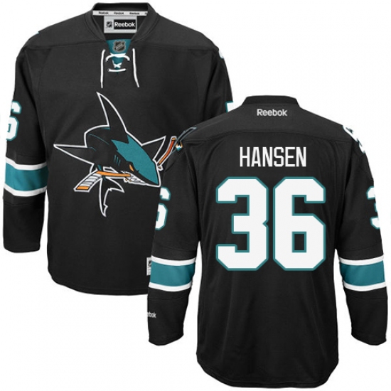 Men's Reebok San Jose Sharks #36 Jannik Hansen Authentic Black Third NHL Jersey - Ujersey