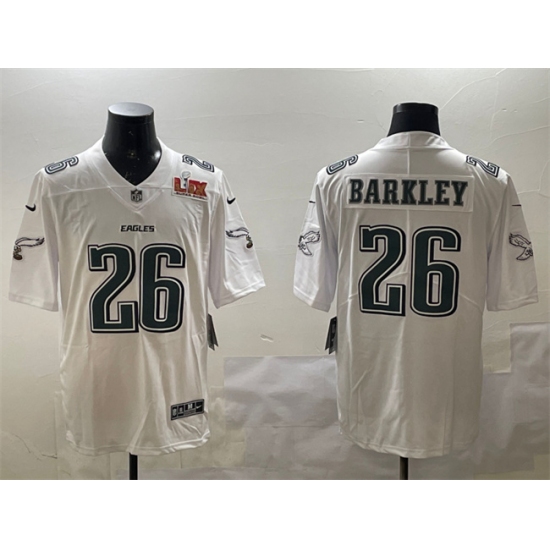 Men's Philadelphia Eagles #26 Saquon Barkley White 2025 Super Bowl LIX Fashion Vapor Untouchable Limited Stitched Football Jersey - Ujersey