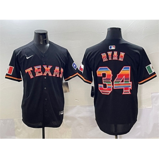 Men's Texas Rangers #34 Nolan Ryan Black Mexico Limited Stitched Baseball Jersey - Ujersey